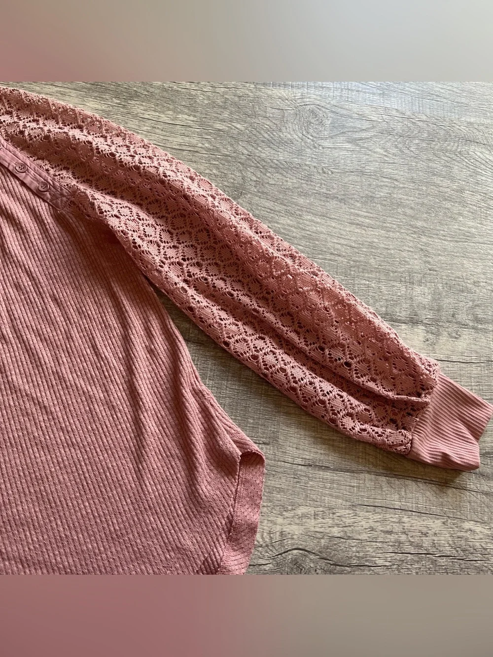 Free People Blush Pink Lace Balloon-Sleeve Top Women’s Size S